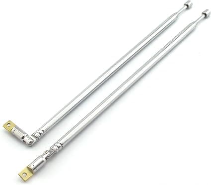 E-outstanding 1 Pair AM FM Radio Universal Antenna, 62.5cm 24.6" Length 4 Section Telescopic Stainless Steel Replacement Antenna Aerial for Radio TV