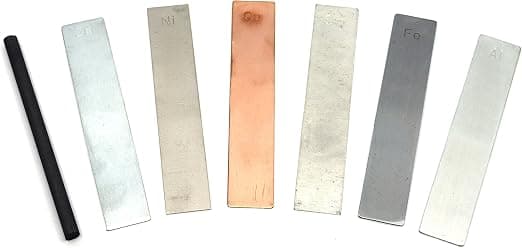 EISCO Metal Electrodes 7 Piece Set, Aluminium, Copper, Zinc, Nickel, Tin, Iron & Carbon