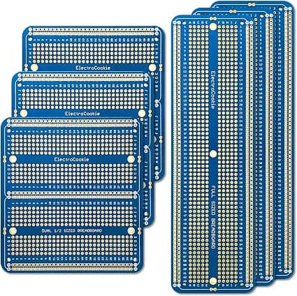 ElectroCookie Large PCB Prototype Board Kit Solderable Breadboards for Electronics Projects Compatible for DIY Arduino Soldering Projects, Gold-Plated (6 Multi-Pack, Blue)